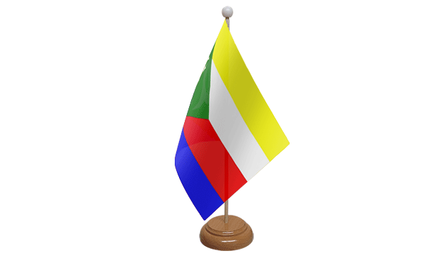 Comoros Small Flag with Wooden Stand